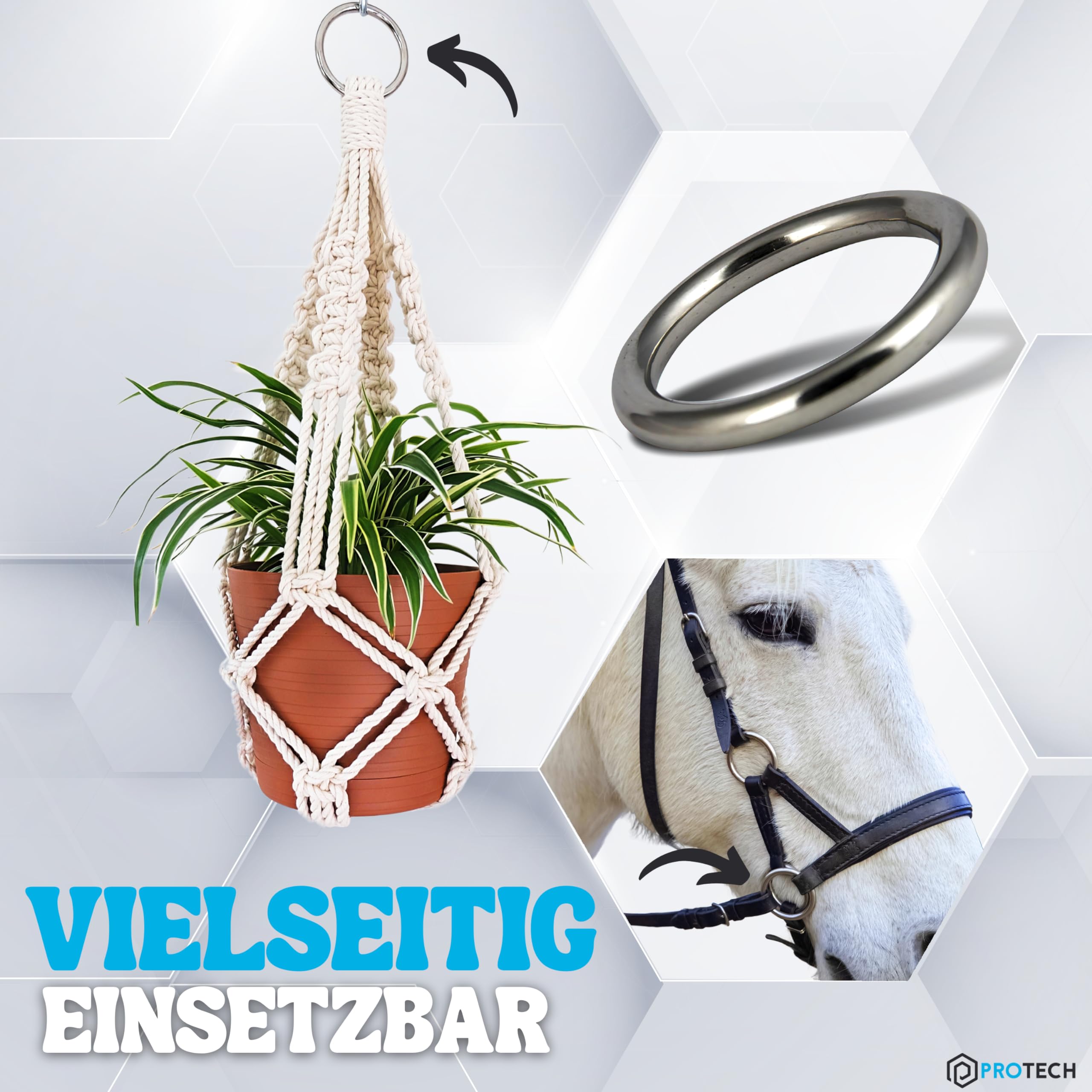 PROTECH 10 Stück O-Ring Edelstahlringe - Ring 12x70mm Rundringe aus rostfreiem Edelstahl A4 V4A geschweißt poliert Metallring