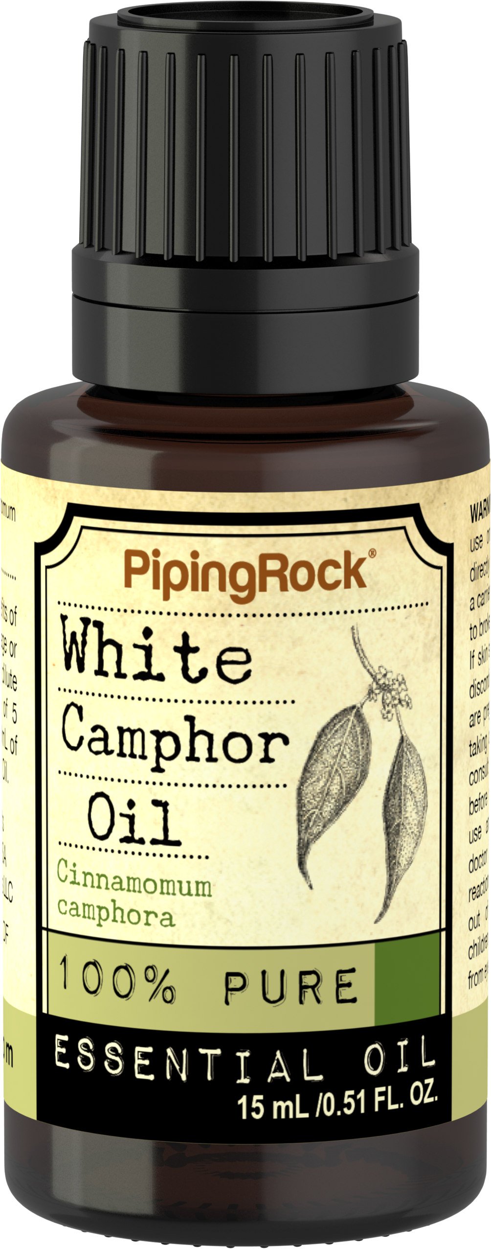 Piping Rock White Camphor Pure Essential Oil (GC/MS Tested), 1/2 fl oz (15 mL) Dropper Bottle