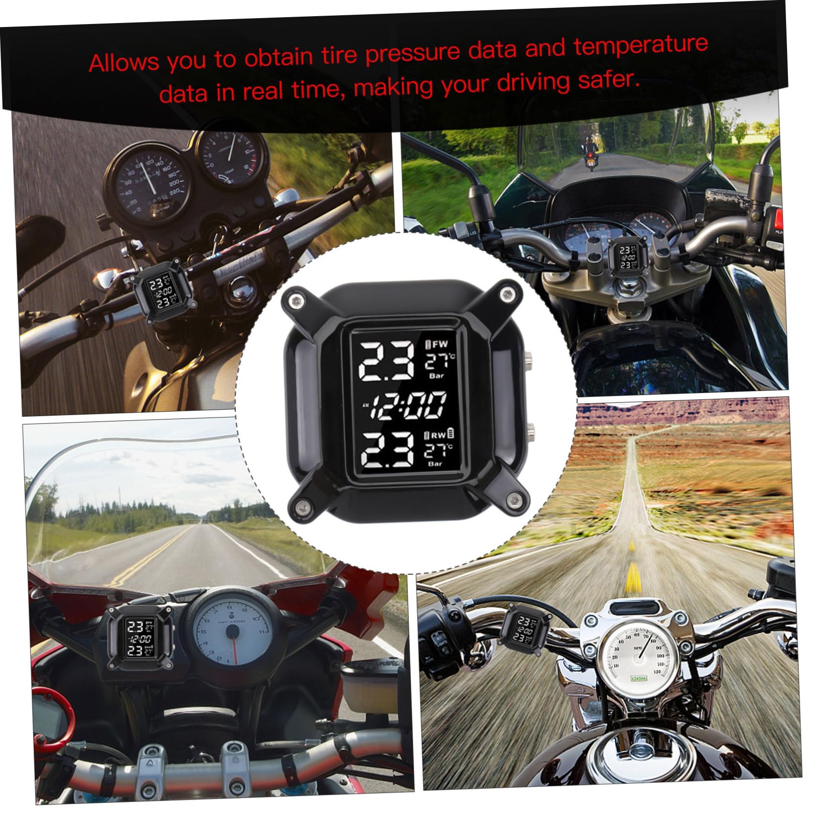 Gatuida De Presión De Neumáticos para Moto, Juego De 1 Unidad, Material Plástico Duradero, Monitor De Presión En Real, Alarma Precisa, Uso Automotriz y Motocicletas
