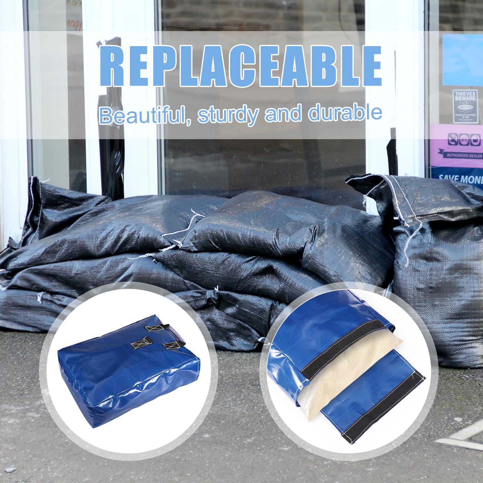 4 pièces Sacs Sable Vinyle, Maison Rebond Gonflable Maison Rebond d'eau Sable Ancre Produit Sécurité Toboggans Aquatiques Auvents Et Tentes (Bleu)