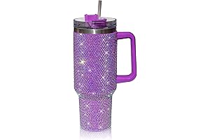 40oz Bling Studded Tumbler with Lid and Straw for Women