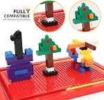 Building Bricks 1020 Pieces Set, 1000 Basic Building Blocks in 17 Fun Shapes Includes Wheels, Door, Window, Bulk Block with Storage Box, Handle and Base Plate, Compatible Block Construction Toys