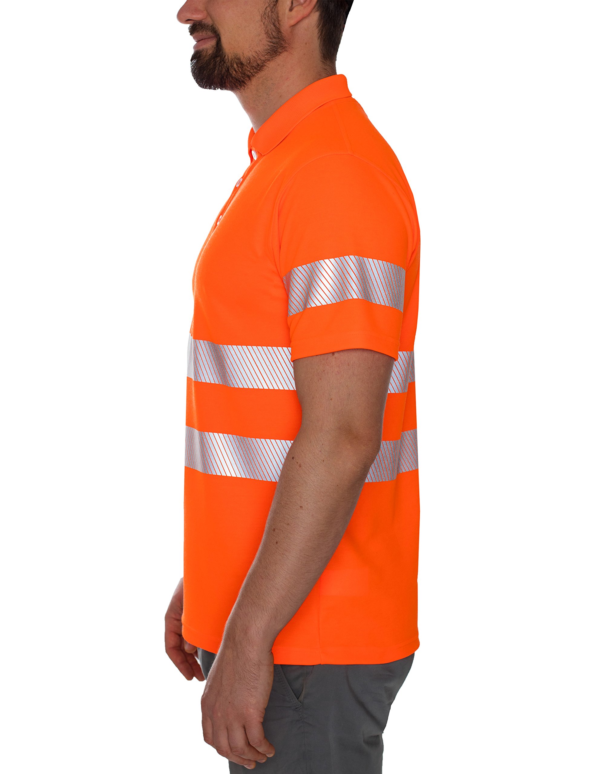 iQ-UV Polo Shirt Orange Hv 2XL - UV-Schutz 50+ mit Warnschutz EN20471 | Warnschutz Polohemd für Baustelle und Straße - Sicherheitsshirt Polo - hochsichtbar und robust orange