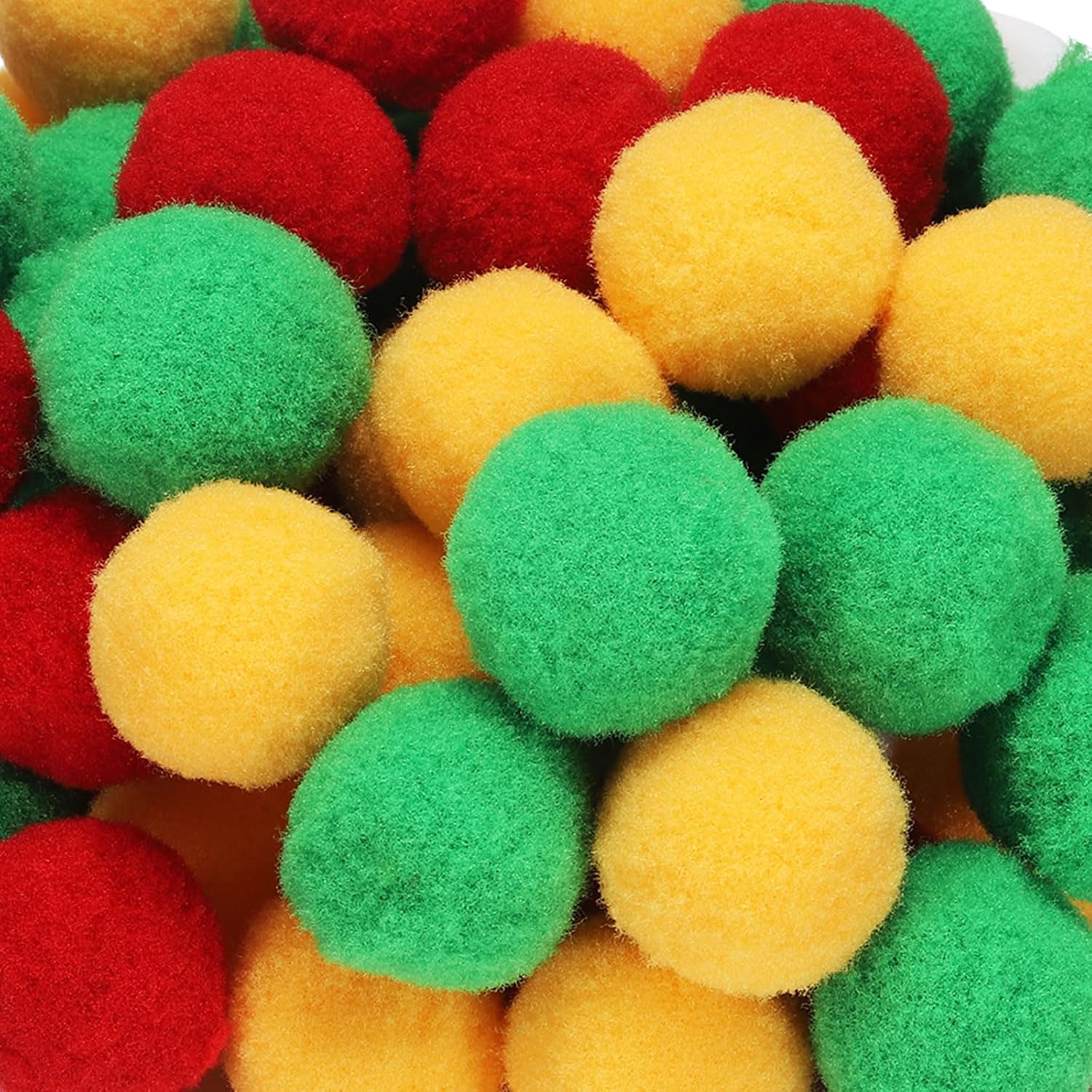 PATIKIL Fuzzy Pom Poms Balls, 108 Pcs 1 Inch/25 mm Mini Pompoms for Crafts Jewelry Making Accessories Clothing for Arts DIY Craft Making Decorations Pet, Yellow/Red/Green