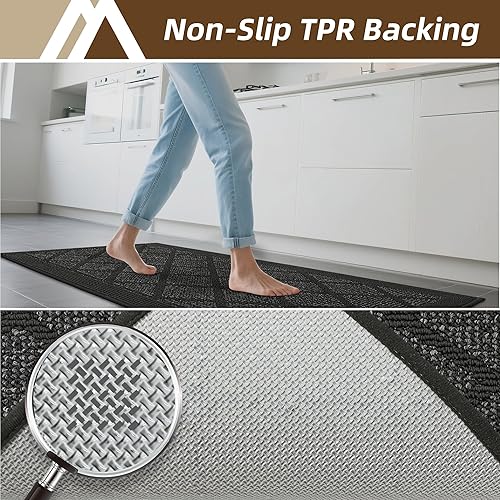 Miniatura 4 de COSY HOMEER Alfombra de cocina antideslizante, lavable, 20 x 48 pulgadas, tapete absorbente de cocina para piso, alfombras de pasillo para suelo de