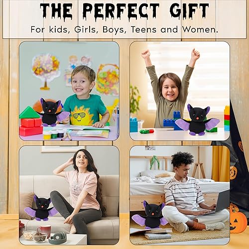 Miniatura 6 de Animal de peluche espeluznante de murciélago de Halloween, adorable juguete de peluche de murciélago lindo y espeluznante, decoración perfecta de