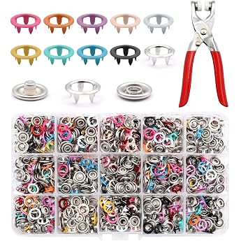 Scettar 250 Sets Press Stud Set with Pliers Metal Press Studs Without Sewing Press Stud Set for DIY Crafts Childrens Clothing Clothing Bags Sewing Colourful