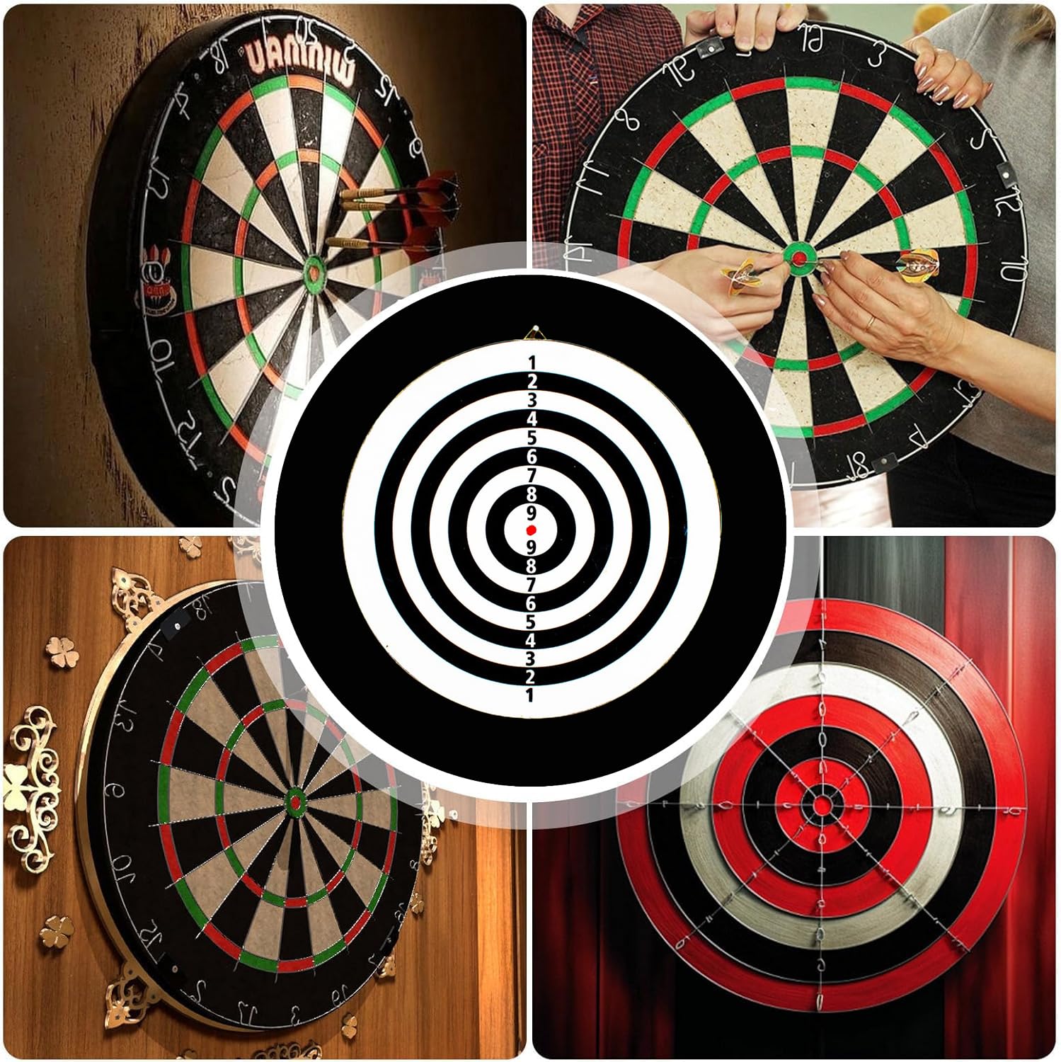 Dart Catchring Surround, pierścień do łapania darta, służy do ochrony ścian wokół tarczy, 4 części, czarna