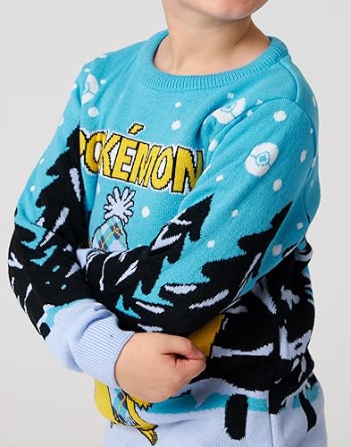 Miniatura 6 de Pokemon Jersey navideño Pikachu de punto festivo para niños y niñas
