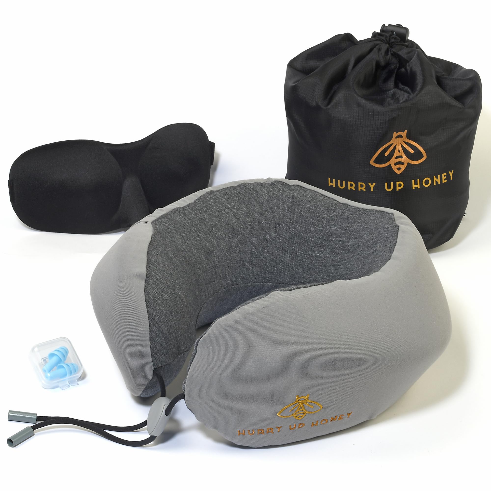 Neck Pillow - Travel Neck Pillow with Adjustable Buckle, Phone Pocket - Say Goodbye to Neck Pain! Perfect for Flight, Work, or Car. Includes Storage Bag, Eye Mask, and Ear Plug