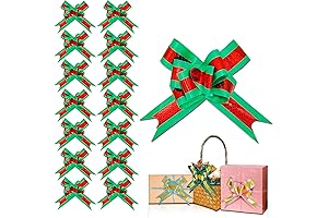 Pre-Tied Christmas Bows, Set of 15 Classy Embossed Pull Bows for Holiday...