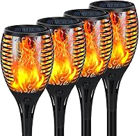 SHEDALED Upgraded Solar Torch Lights Outdoor 4-Pack: Larger Flickering Flame, IP65 Waterproof for Garden Pathway Yard Decor