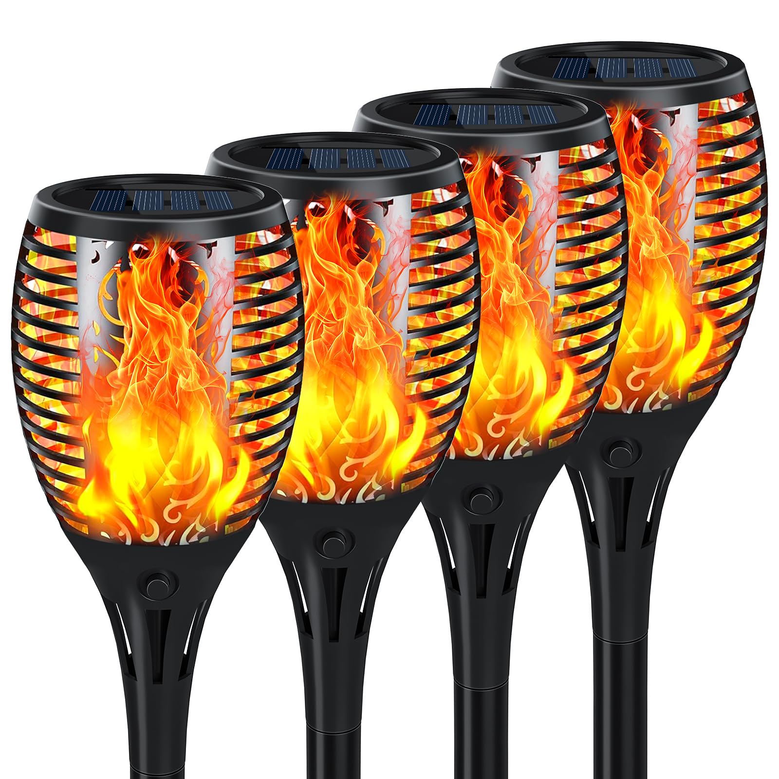 Upgraded Solar Torch Lights with Flickering Flame, Larger Size Solar Lights