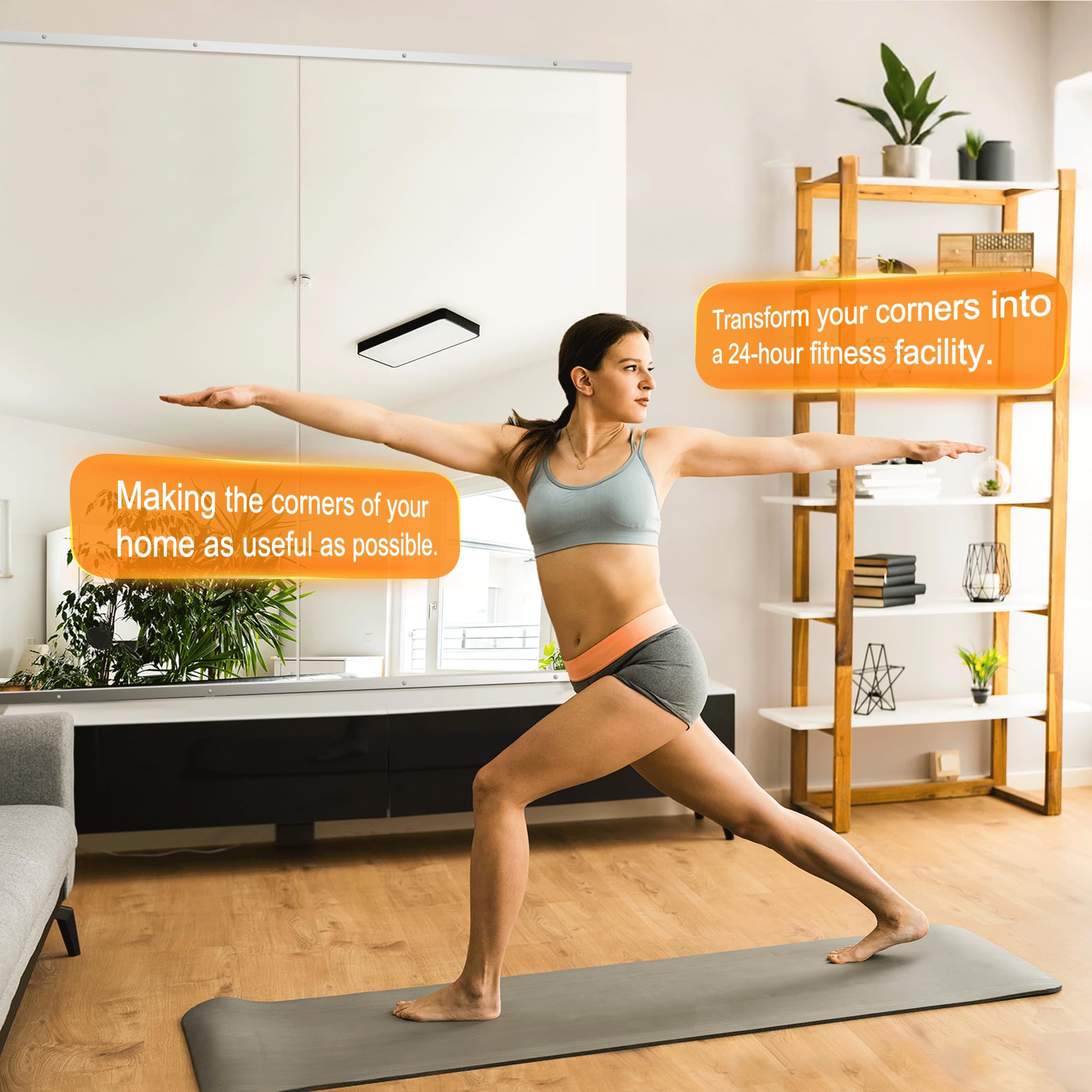Delma Espejo de gimnasio en casa, 54 x 30 x 2 piezas, espejo grande de cuerpo completo para yoga, espejo de cristal sin marco para montaje en pared, espejo de pared para gimnasio en casa, garaje,