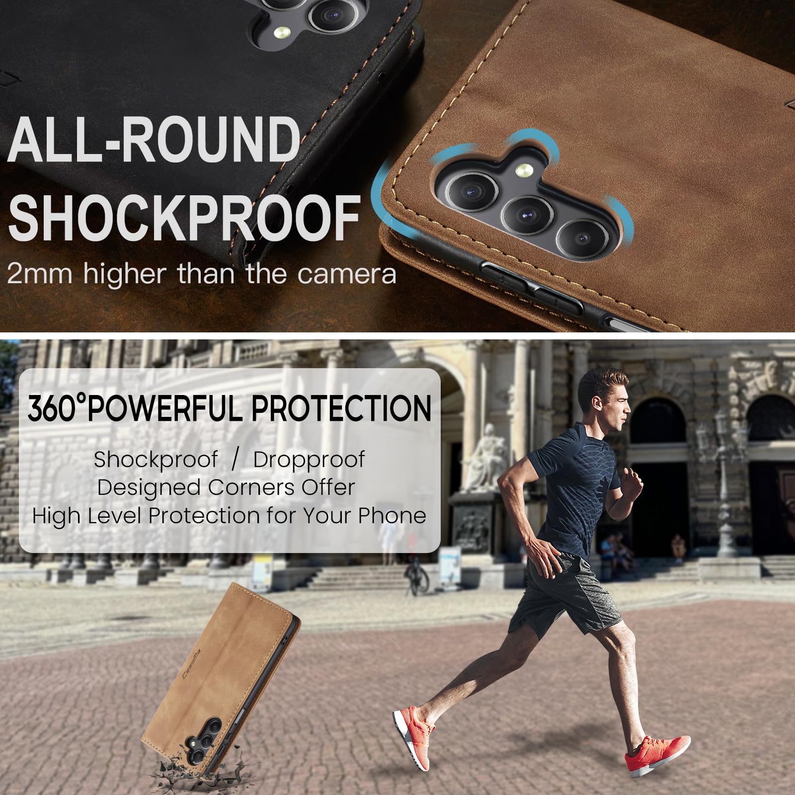 Monweicz Cover Compatibile con Samsung Galaxy A36, Custodia Portafoglio con Slot per Scheda, Protezione Completa Premium in Pelle PU, Flip Libro Magnetica Samsung Galaxy A36, Marrone