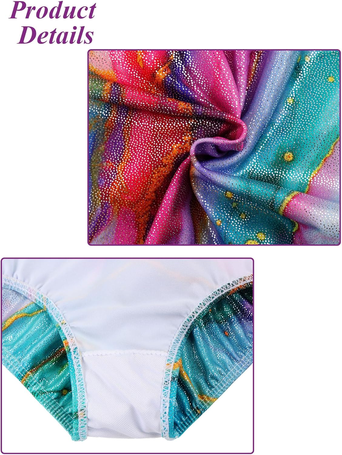 BAOHULU Gymnastics Leotard for Girls with Shorts Set 3/4 Sleeve Kids Shiny Practice Dancewear - Image 4