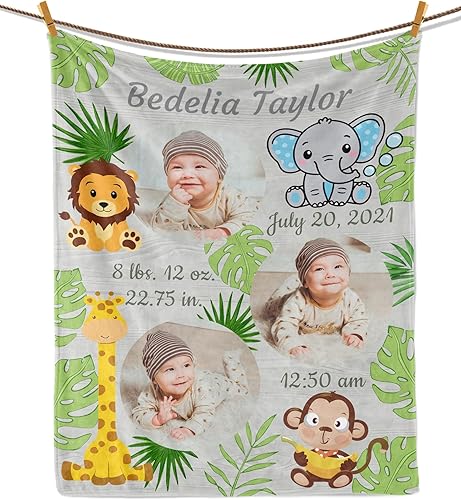 Miniatura 64 de Manta de bebé personalizada para niños y niñas, mantas de bebé unisex personalizadas con nombre e imagen, regalos para recién nacido, nueva mamá