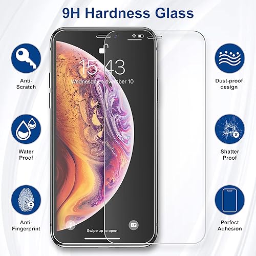 Miniatura 8 de ImpactStrong Protector de pantalla de vidrio templado inastillable para iPhone 11 ProiPhone XSiPhone X, marco de fácil instalación, sin burbujas,