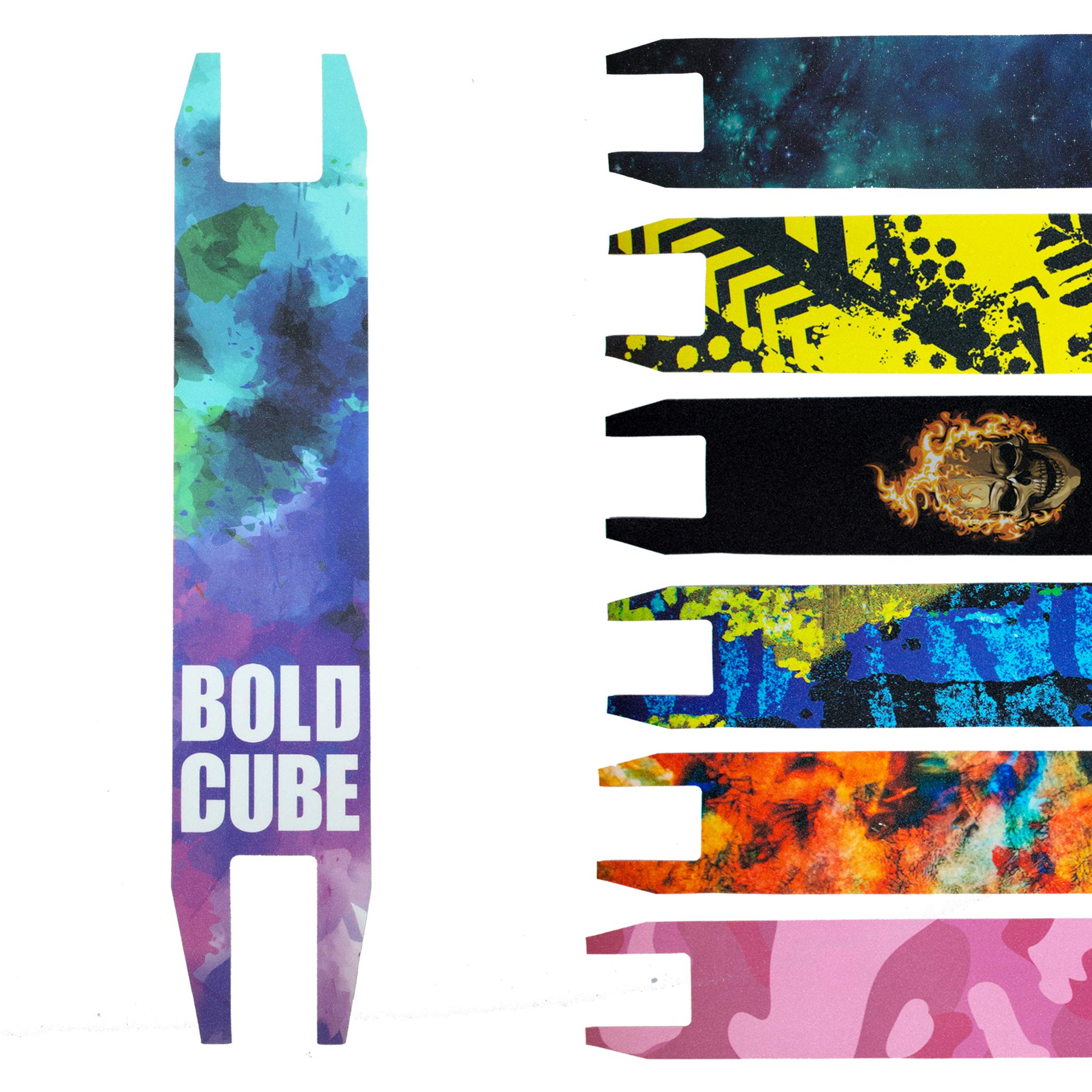 BOLDCUBE Grip Tape Stunt Scooter - Self Adhesive Bubble Free Water Resistant Sandpaper - Fits Most Stunt Scooters - Prime - Blue Black Yellow Pink Red Purple (Purple Earth)