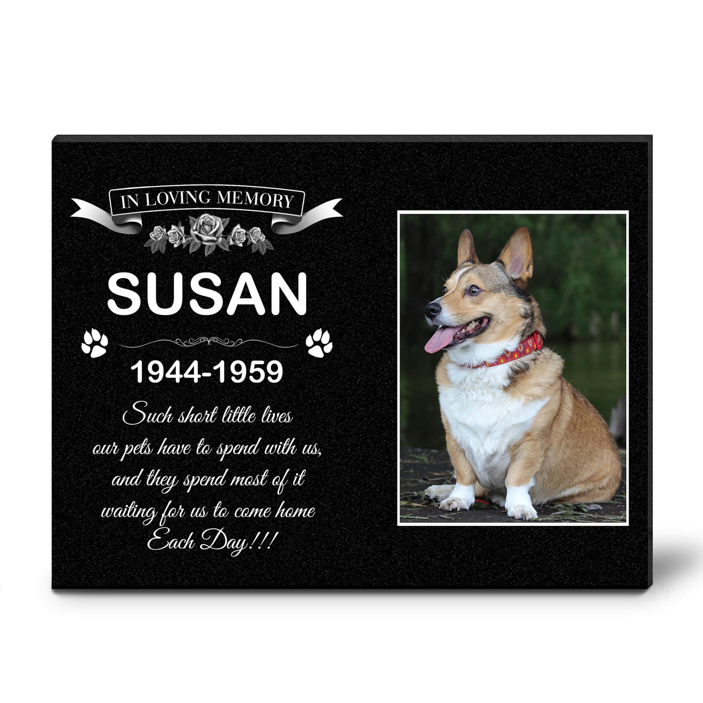 ADFSTONE Pet Memorial Stones Personalized Dog Remembrance Gifts, Customized Dog Picture Grieving Plaque, DIY Gravestone, Custom Sympathy Photo Gift, Animal Grave Markers.