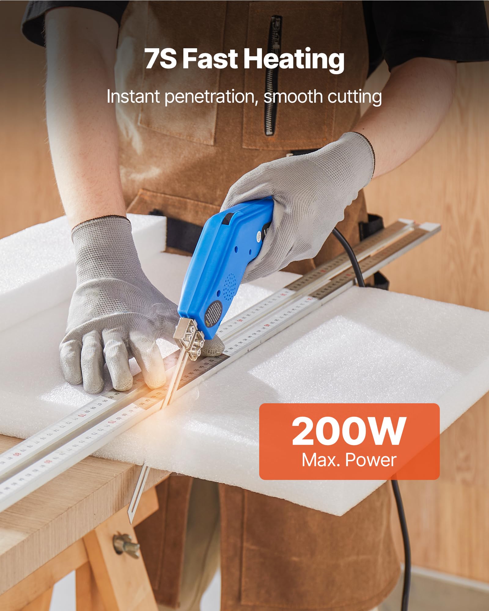 VEVOR Styroporschneider, 200 W Styrocutter, 50-500 °C Einstellbarer Schaumstoffschneider mit 150 mm & 200 mm Schneidklingen für KT-Platten, Polyethylen, Schwamm, Gummi – Werkzeugkasten enthalten