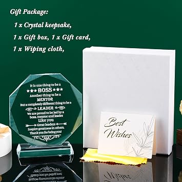 Movdyka Best Boss Gifts for Women Men Crystal Keepsakes Boss Day Birthday Gifts for Boss Going Away Appreciation Office Farewell for Boss Male Him Thank You Retirement for Boss Lady