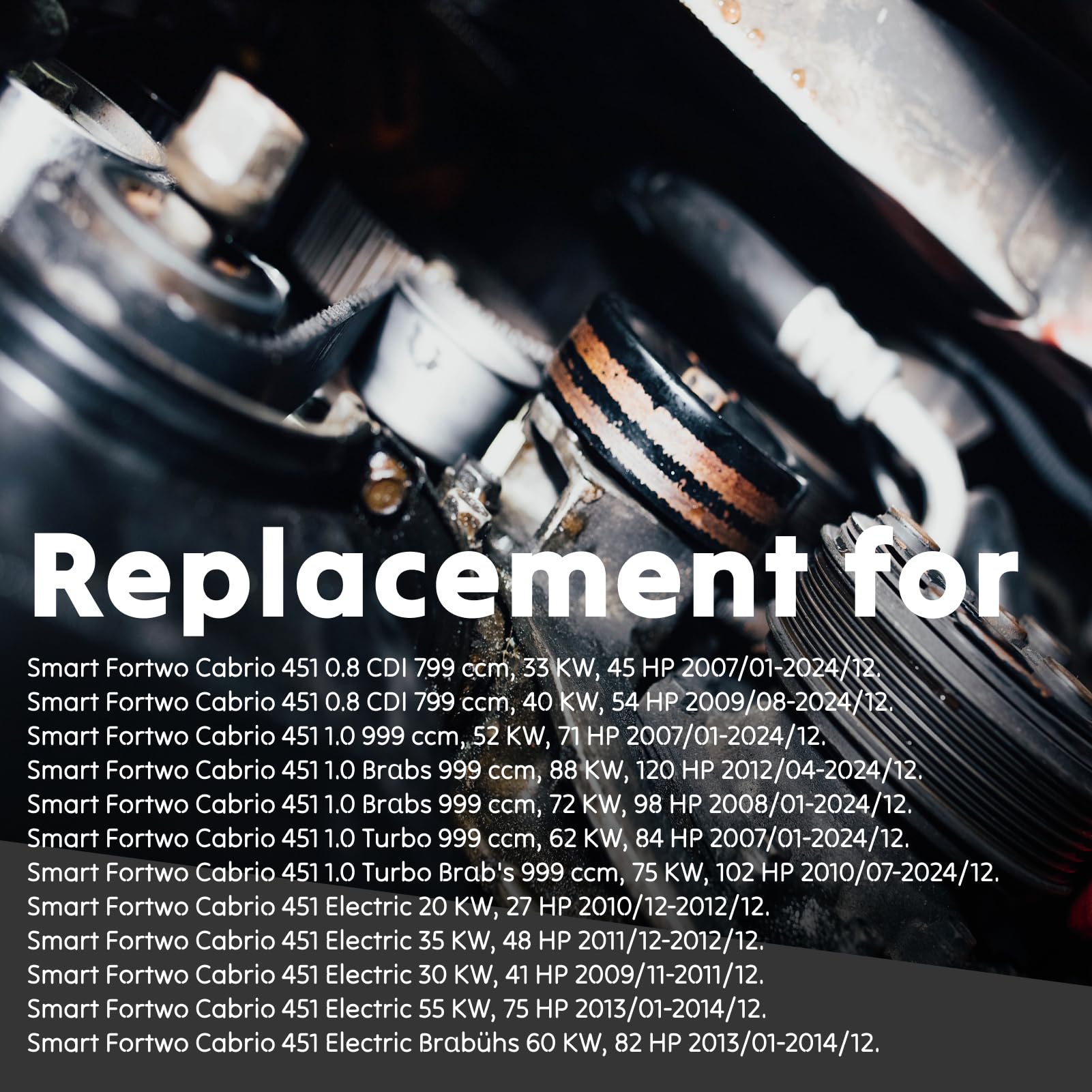 Riemenscheibe Schwingungsdämpfer für SMART 451 0.8 CDI / 1.0 Turbo/Elektro 2007-2024 - OEM-Nummern: 1320300268, 1320300568, A1320300268, A1320300568