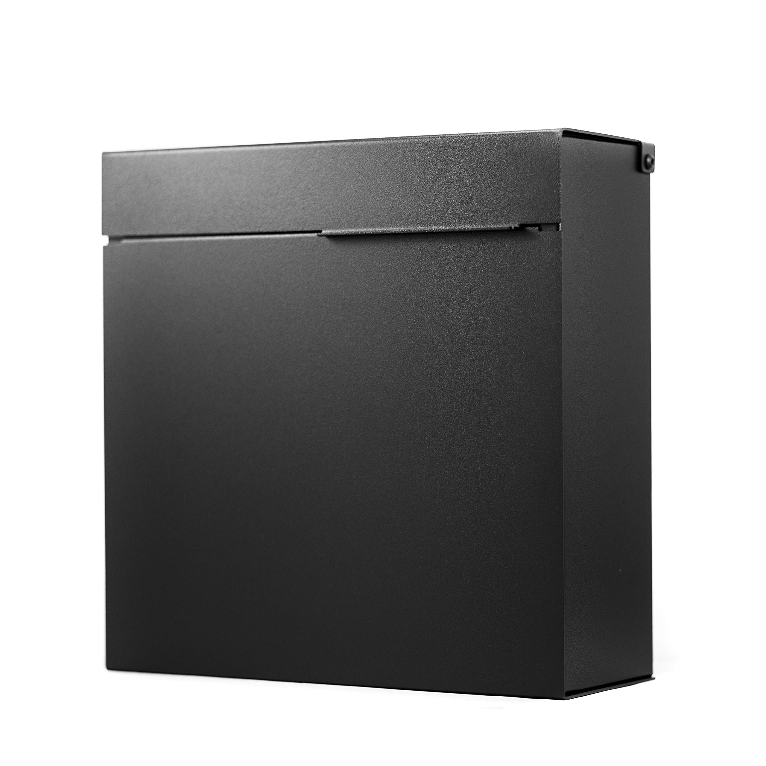Vsons - Cassetta postale dal design moderno, verniciata a polvere nera, grande cassetta postale a parete Vsons Design Square Martin B
