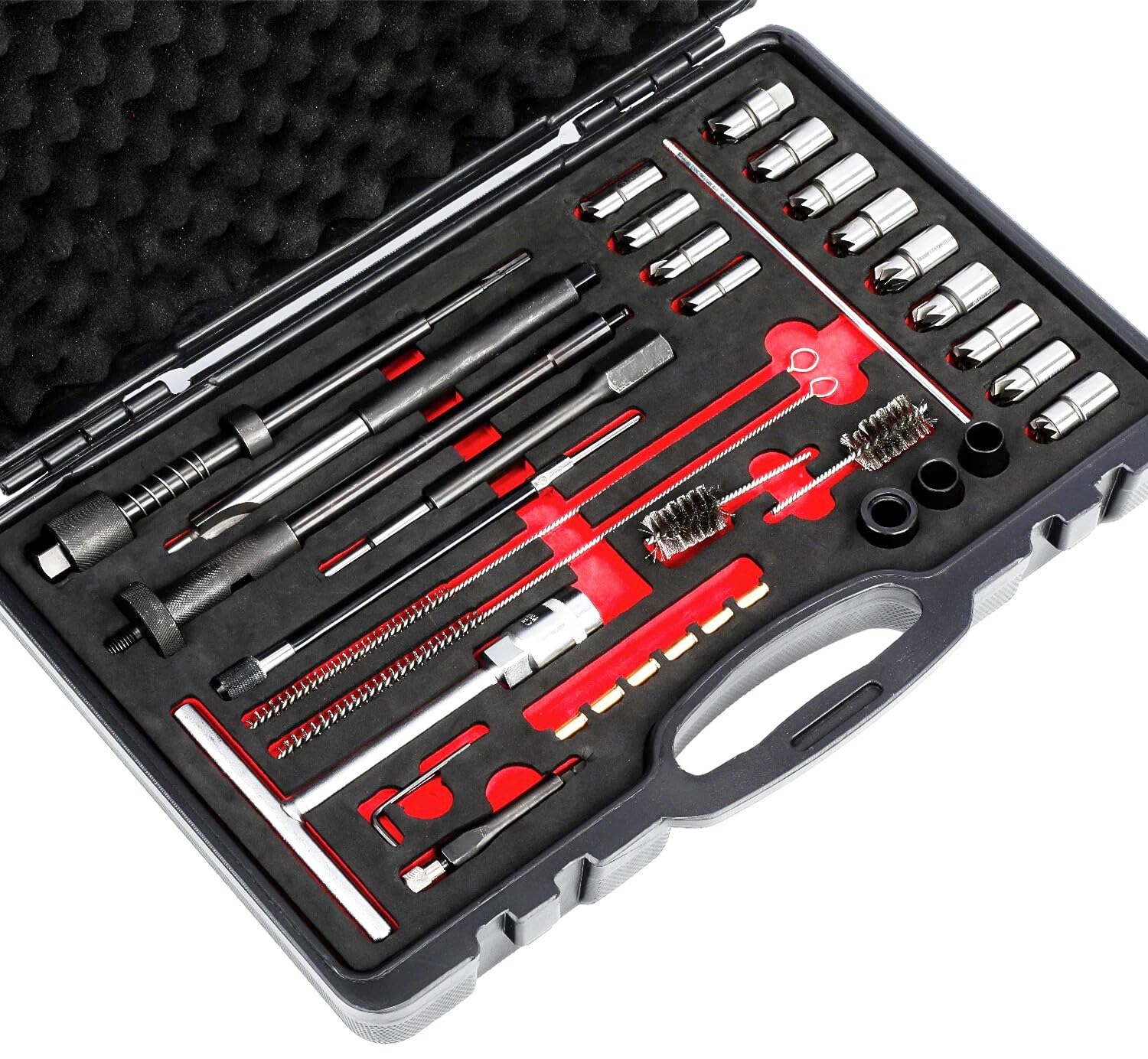 Juego de escariador de asiento inyectores para limpiar y descarbonizar inyector, 35 piezas