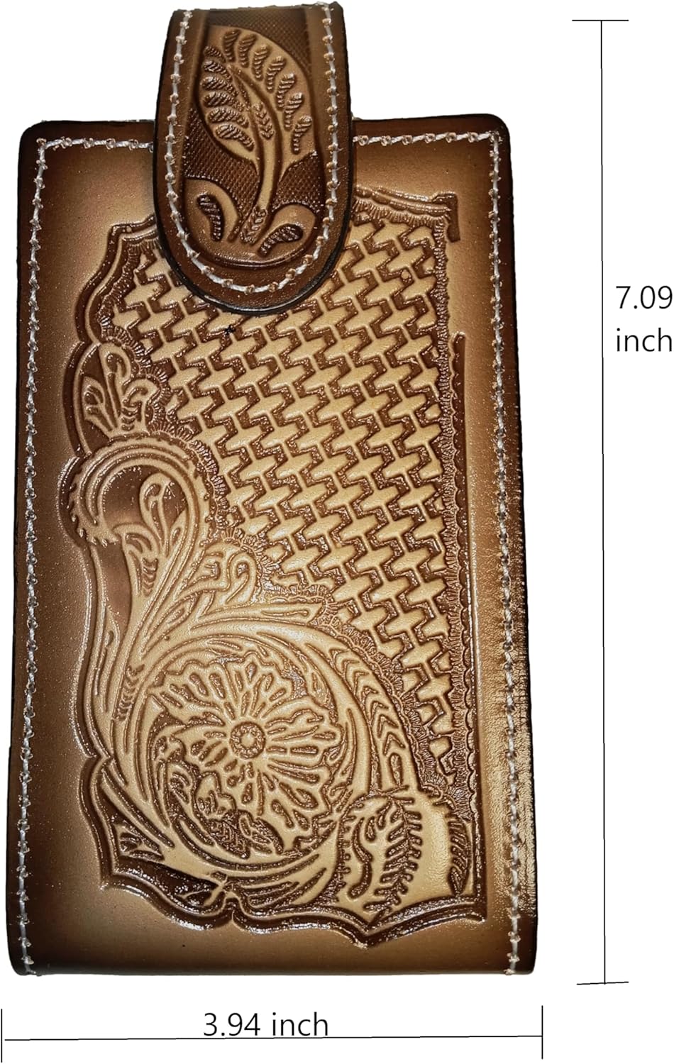 Western autentic Leather Mexican Cell Phone case for Belt with Magnetic Closure. Universal Size (Capuccino)