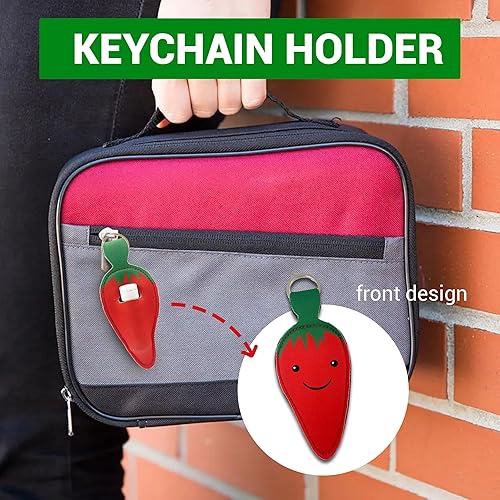 Miniatura 3 de 10 mini Tajin Classic Seasoning Compact, 2.5 pulgadas tamaño bolsillo tamaño mini Tajin botellas con diseño de pimiento rojo llavero soporte,