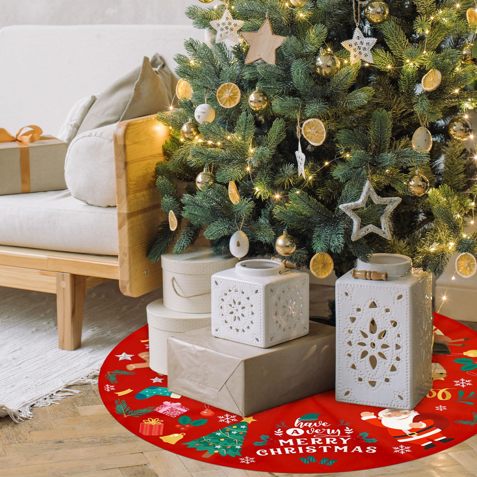 Falda Arbol Navidad Adornos Decoracion, Tapete Manta Faldon Alfombra Cubre Pie Arbol de Navidad Christmas Tree Skirt Saia Arvore de Natal