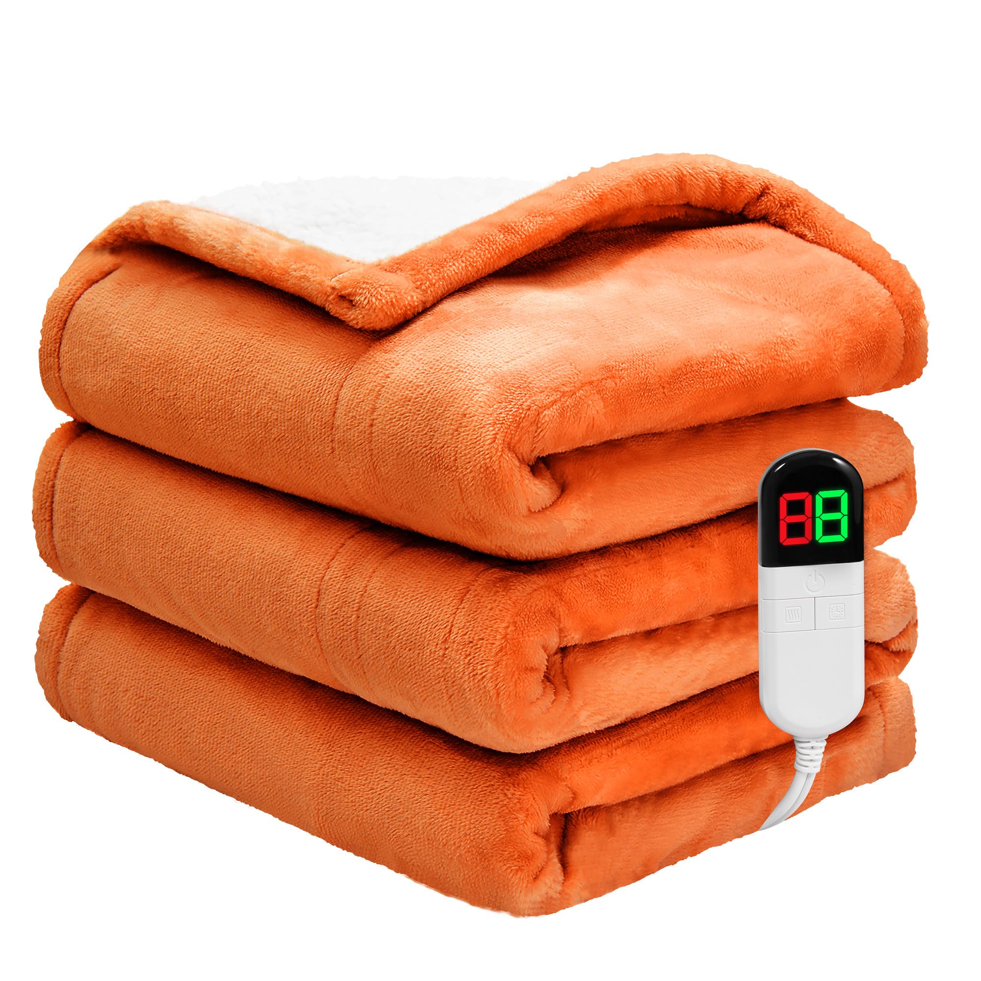 PTQ Premium Soft Electric Heated Throw in Orange