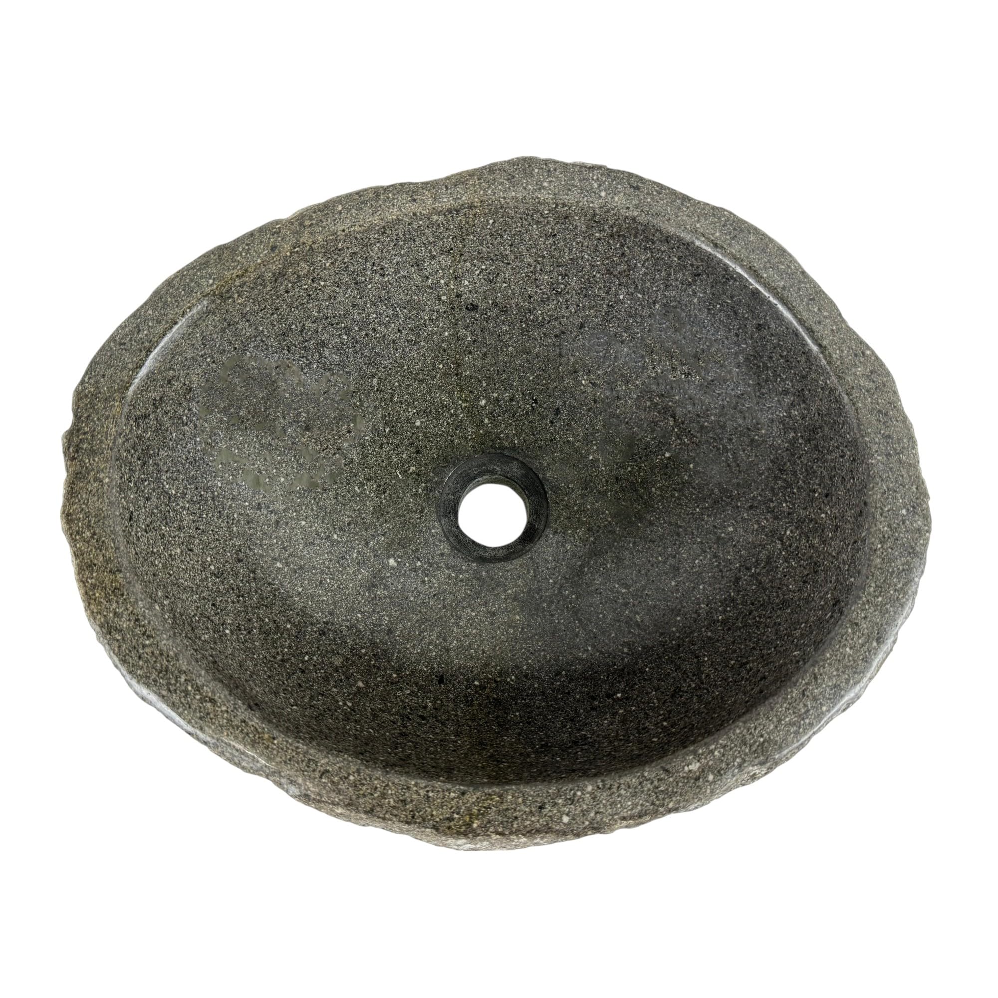 Lavabo Ovale en Pierre de Rivière - Pierre Naturelle - Évier de salle de bain - Vasque à Poser de Toilette - Brillant - Lave-mains moderne (Gris, 40-45x30-35cm)