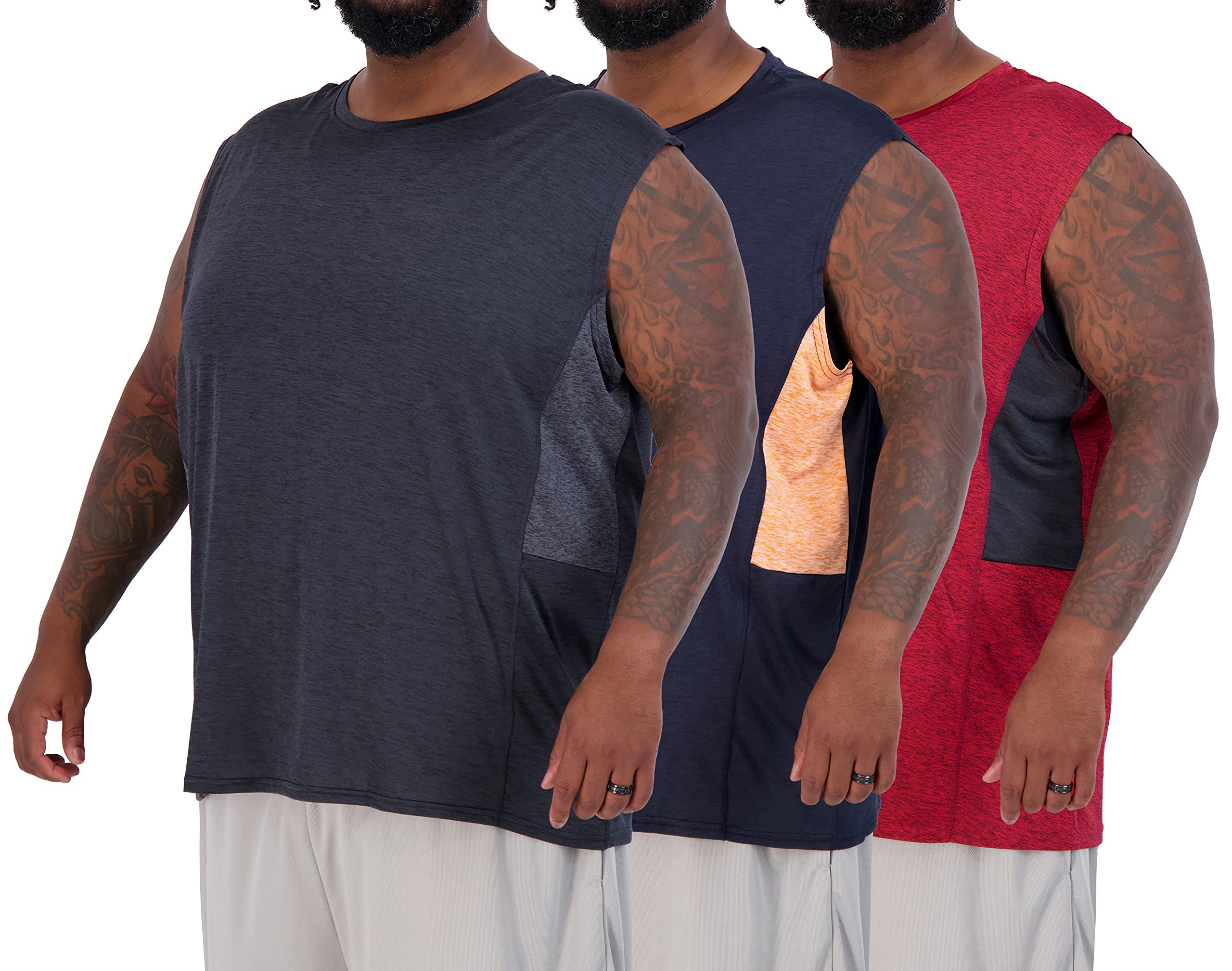 Real Essentials 3 & 5 Pack:Men's Dry Fit Workout Running Tank Top Gym Sleeveless Muscle Athletic Shirt (Big & Tall Available)