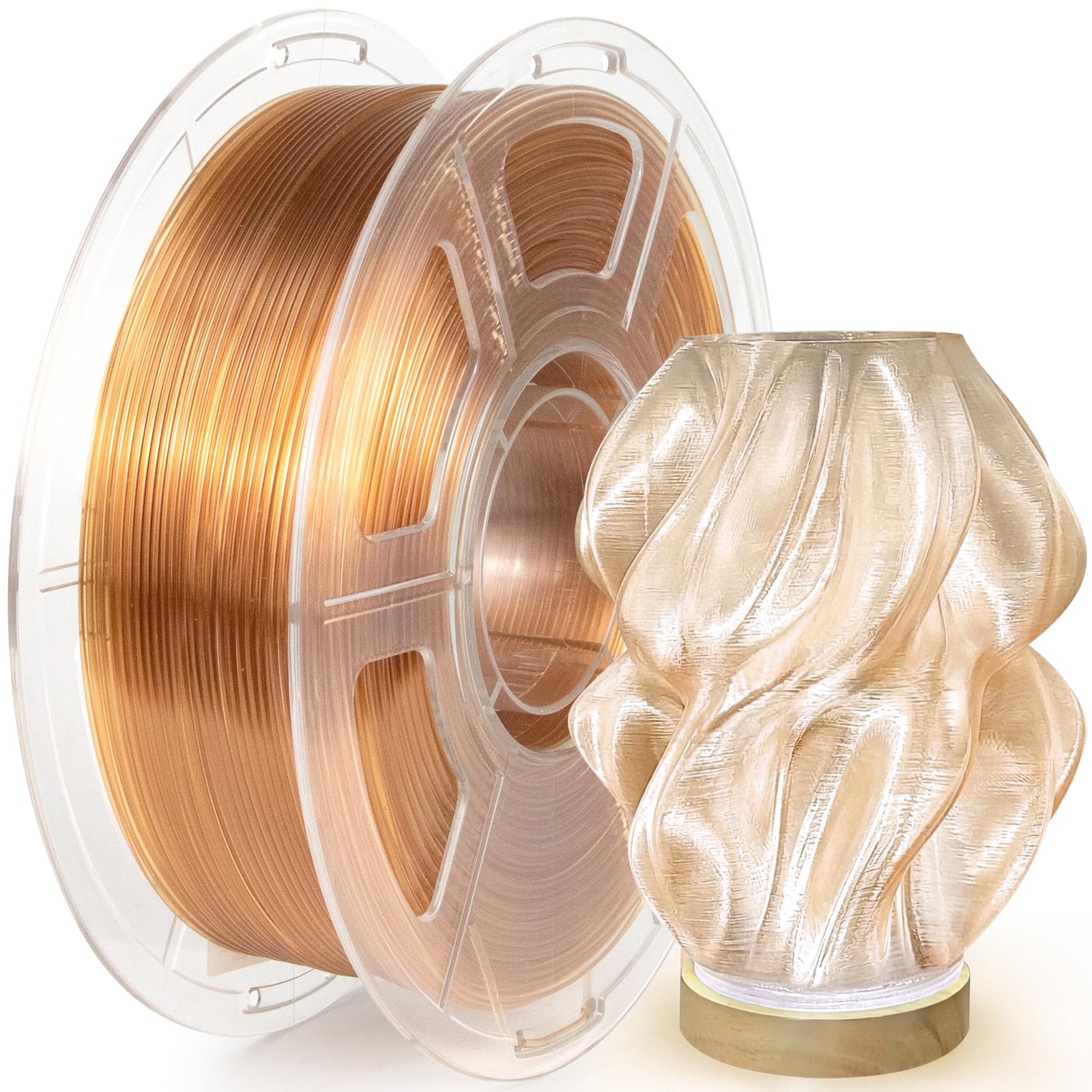 IEMAI PETG Filament 1.75mm, Transparent PETG Champagner 1Kg, High Speed 3D Drucker Filament, Maßgenauigkeit +/- 0,02 mm, Geeignet für den Druck von Lampenschirmen Dekorationen