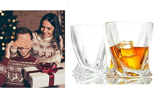 Miniatura 3 de Bezrat Juego de 6 vasos de whisky – Vasos de chupito multiestilo – Vasos escoceses de 10 onzas – Vasos de roca Barware para whisky, Bourbon, bebidas