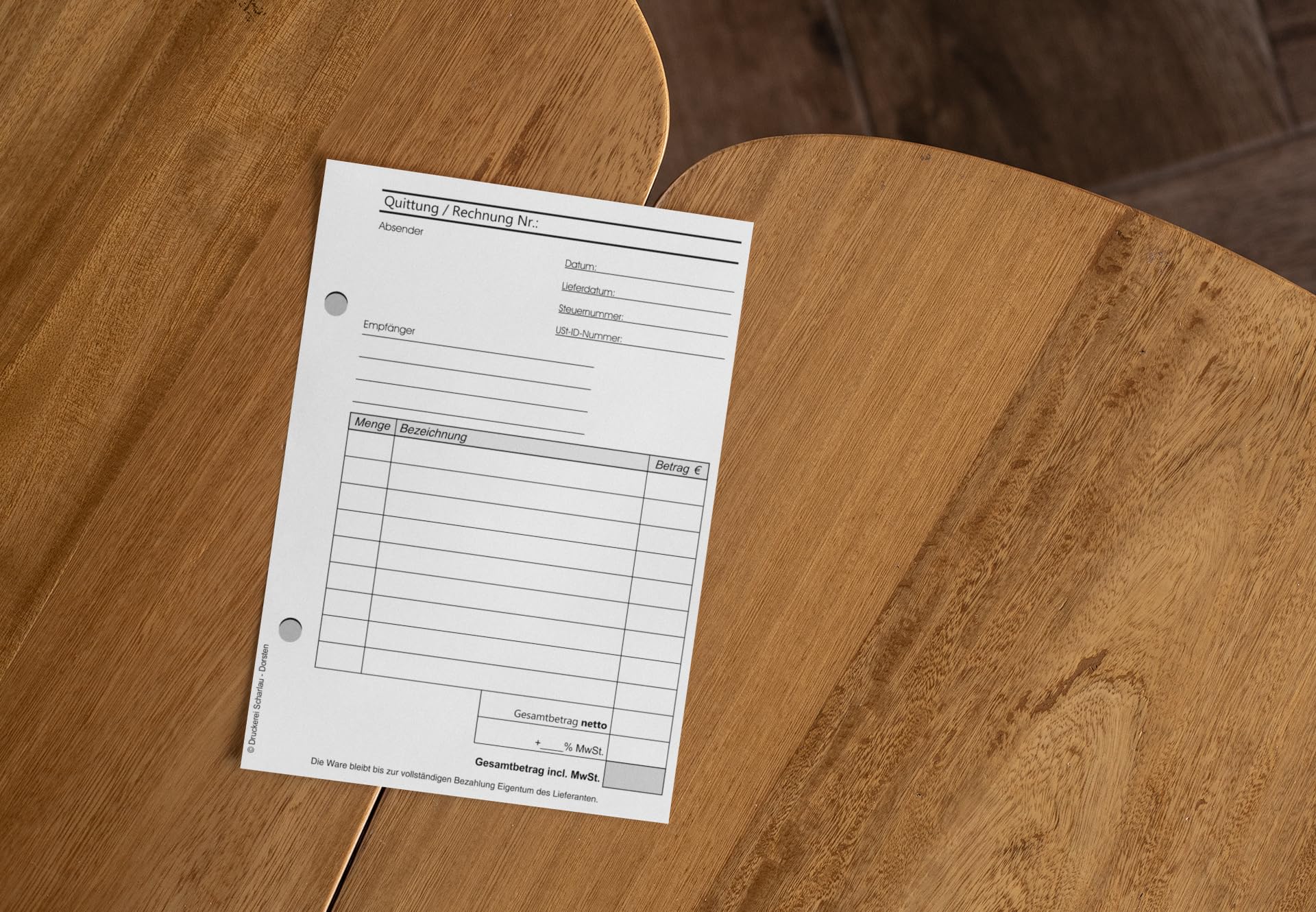 1x Block Rechnung/Quittung - Quittungsblock - 3 x 30 Blatt DIN A6 hoch - gelocht - SD -durchschreibend (22503)