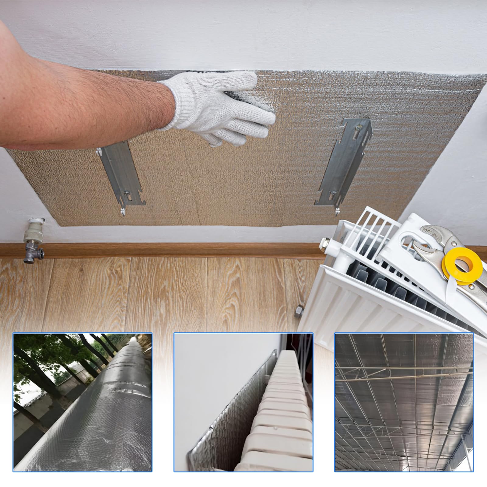 Reflecteur de Chaleur pour Radiateur, 60cm x 5m, 3-4mm d'Épaisseur | Réfléchissant Isolant Thermique en Film Aluminisé a Bulles Double Face, pour Isolation du Toit, Sol, Plafond