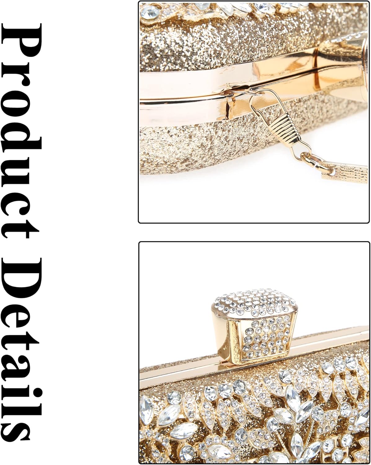 Womens Sparkly Rhinestone Crystal Clutch Bag Glitter Sequin Bridal Purse Evening Handbag for Wedding Party Prom - Image 6