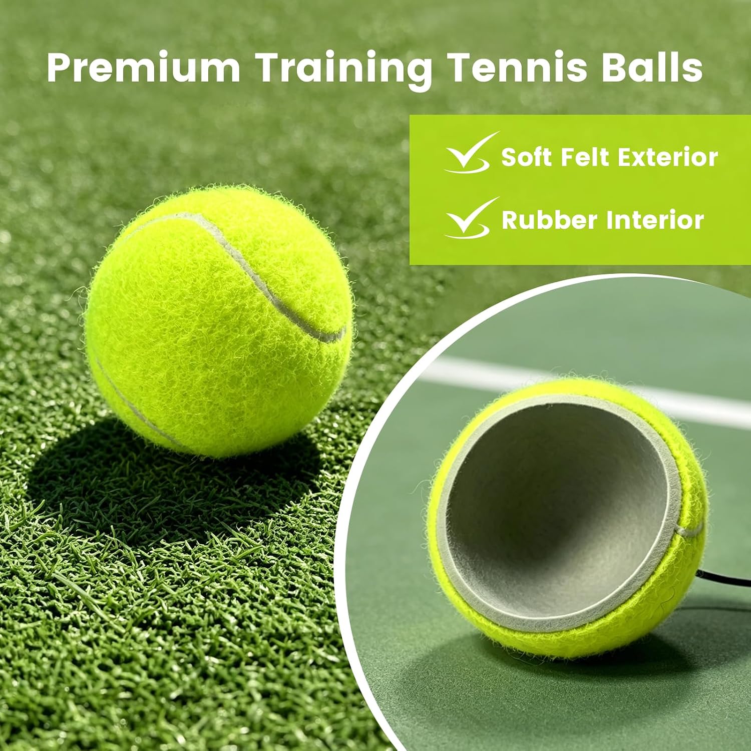 Tennis Trainer Set - Tennis Practice Rebounder with 3 High-Elastic String Balls, Sports Wristband & Mesh Bag, Portable Solo Tennis Buddy for Beginners Indoor Outdoor Sport