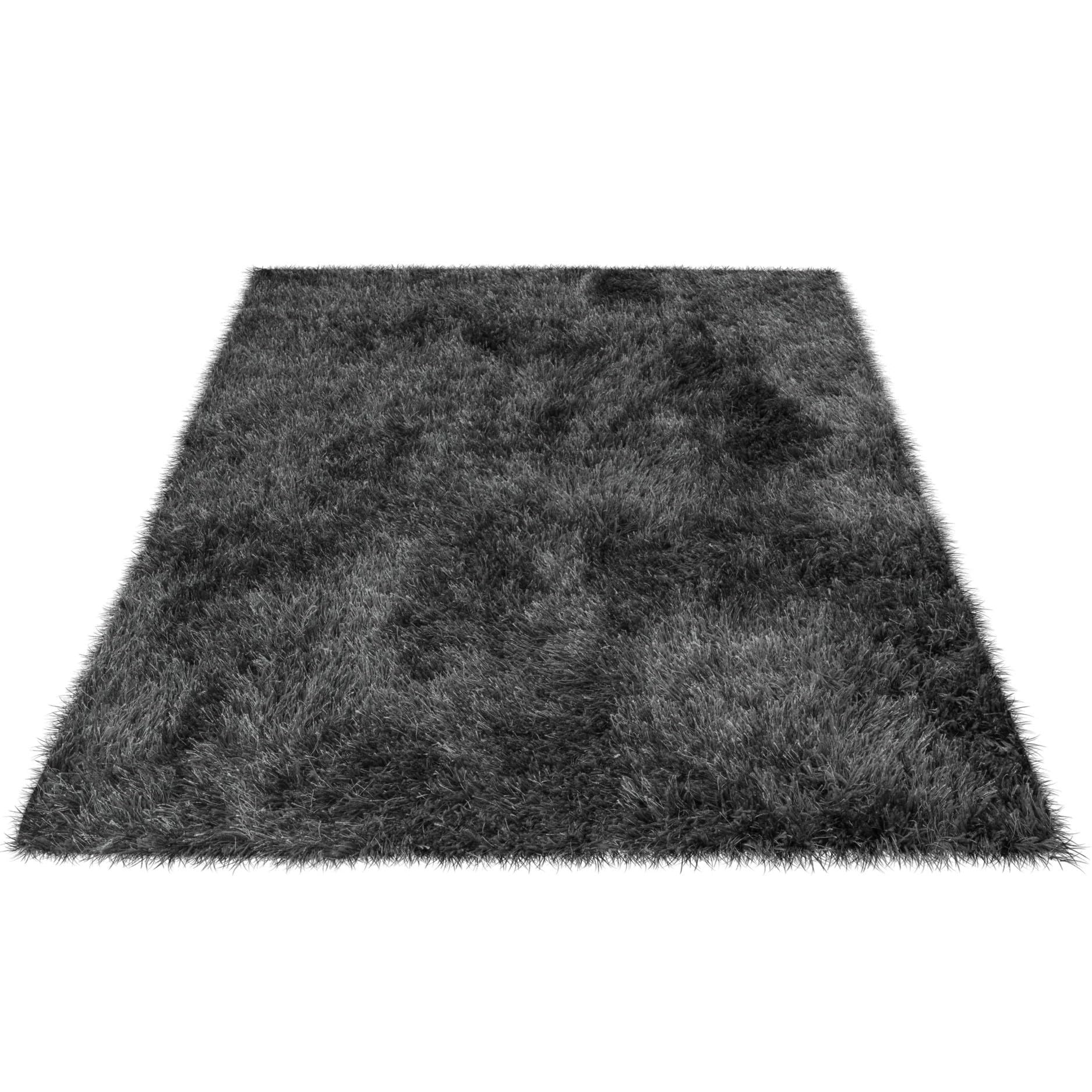 Tapis Shaggy Cascade - 190 x 110 cm - Gris foncé - Tapis à poils longs moelleux pour salon, chambre à coucher et chambre d'enfant - Tapis en fourrure douce en polyester