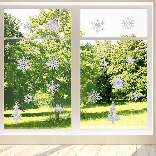 Miniatura 5 de Calcomanías de ventana para golpes de pájaros, adhesivos anticolisión para salvar pájaros, vinilo no adhesivo, adhesivos de arco iris, fácil de