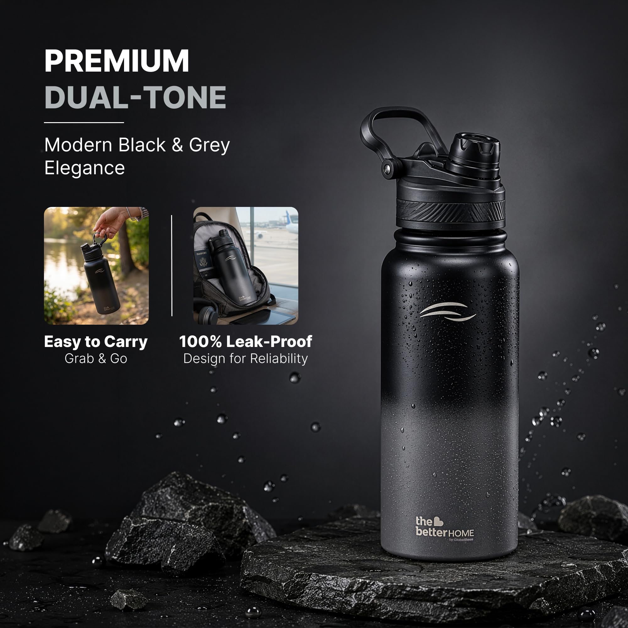 Insulated Water Bottle - Hot & Cold 24hr, Leak-Proof -4