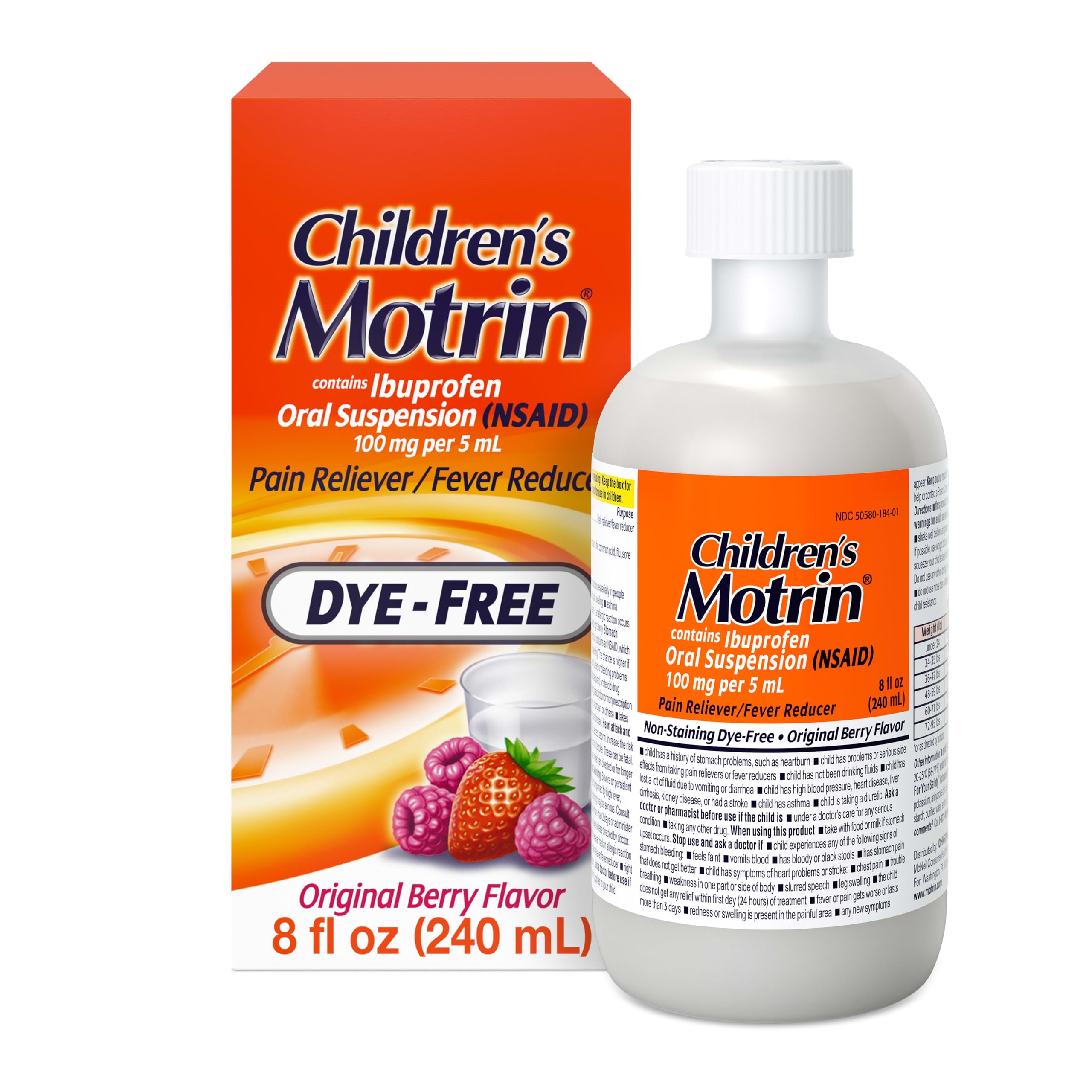 Children's Motrin Oral Suspension 100mg Ibuprofen Fever Reducer, 8 fl. oz