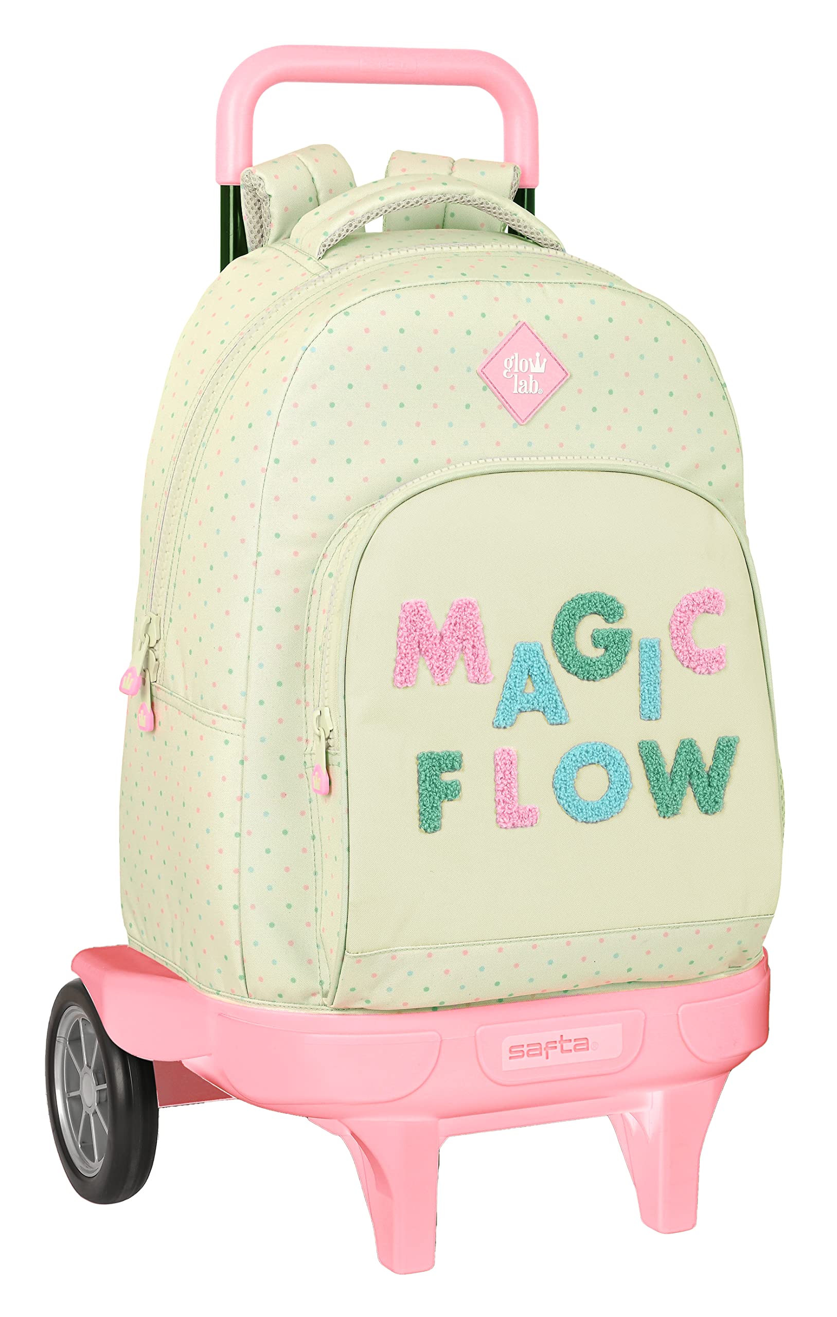 Safta Glowlab Magic Flow - Mochila Grande con Ruedas, Compact Evolution, Extraíble, Ideal para Niños de Diferentes Edades, Cómoda y Versátil, Calidad y Resistencia, 33x22x45 cm, Color Beige