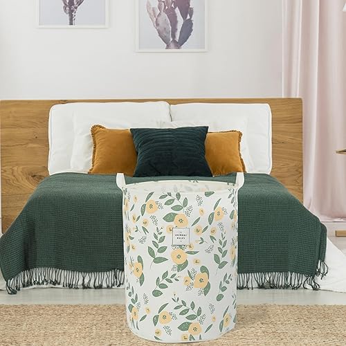 Miniatura 7 de Cesta organizadora grande y plegable para ropa sucia, portátil, plegable, cesta de almacenamiento con cierre de asas (forro impermeable, floral
