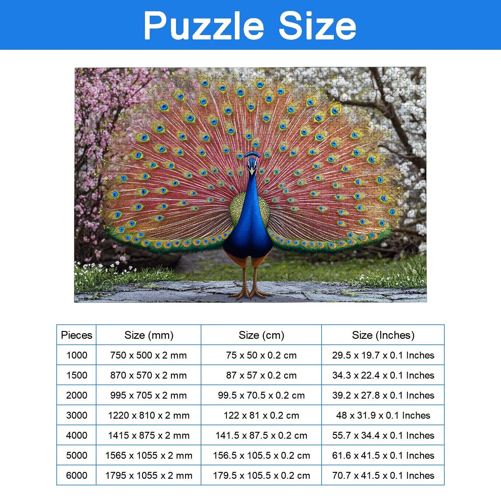 Puzzle 2000 sztuk dla dorosłych dzieci, drewniane puzzle krajobraz dla dorosłych, wymagające łamigłówki pawia, rodzinne gry edukacyjne, łamigłówki z pudełkiem do dekoracji domu, prezent dla kobiet