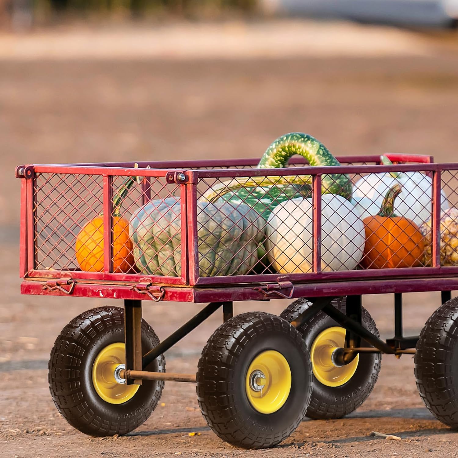 (2-Pack) VEVOR 10-Inch Solid Rubber Tires and Wheels, 4.10/3.50-4" Flat Free Tubeless Tires and Wheels with 5/8" Axle Bore Hole, Offset Hub, Perfect for Hand Truck, Utility Cart, Dolly, Garden Trailer