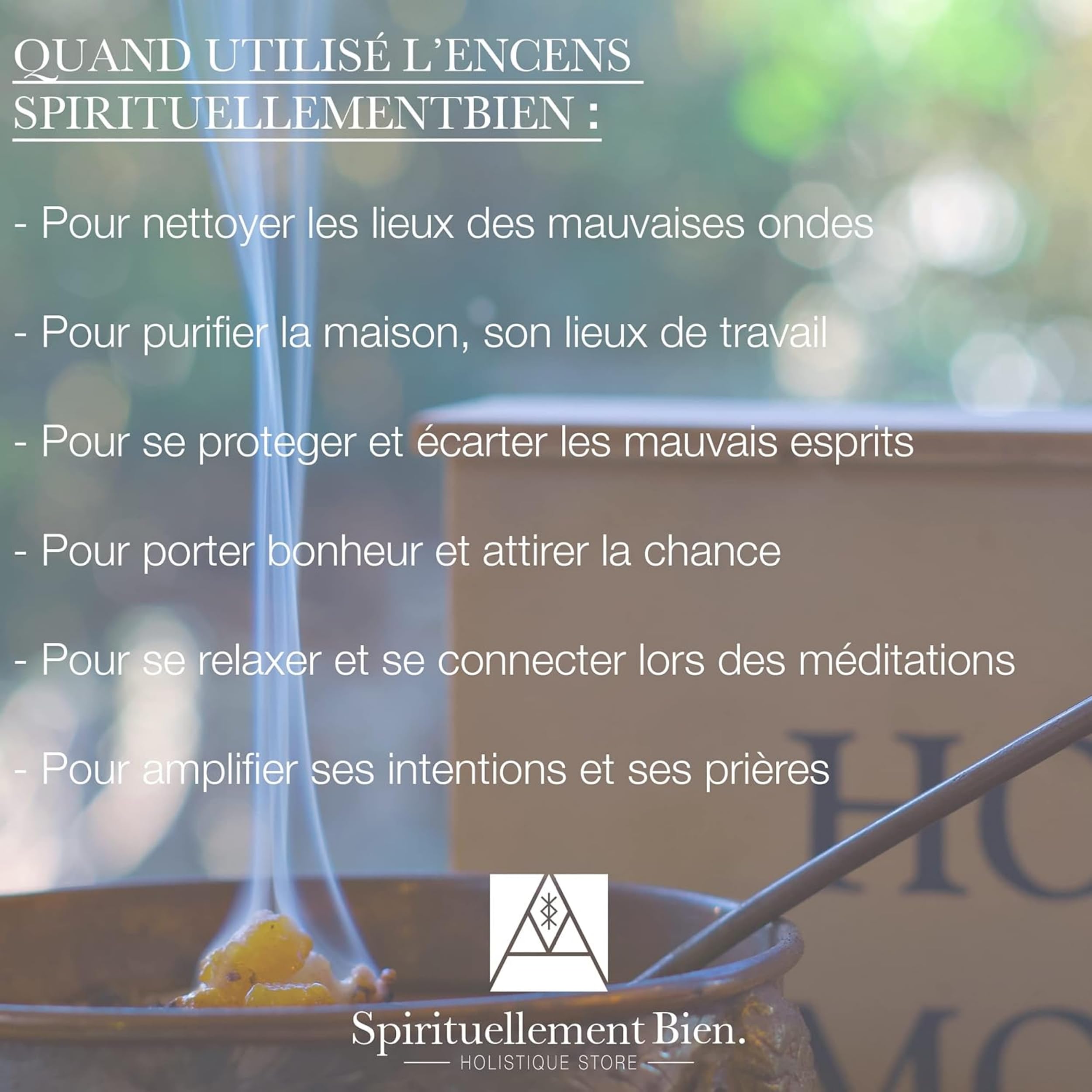 Bruciatore di incenso in bronzo con manico in legno + 10 carboni + 1 pinza + 1 set di incensi in resina SpiritualiBien Grande Purificazione - Pulizia - Regalo Esoterico (Spirito)